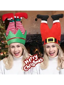 Creative and Funny Christmas Decorations Red Leg Warmer Hat Children Adult Santa Hat Clown Cap Party Event Props