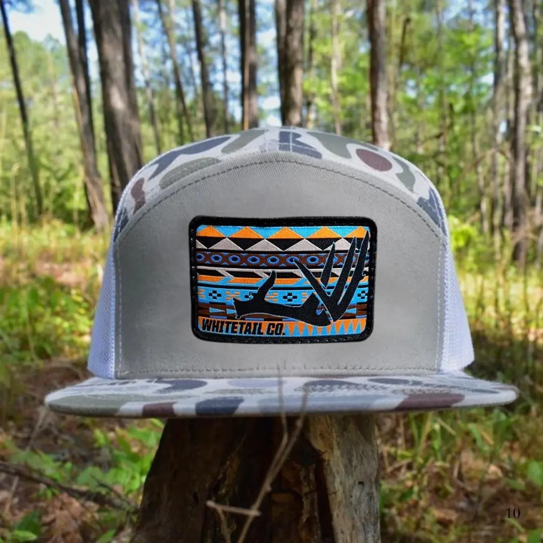Whitetail Western Buck Hat, Available In Brackish Camo GreyBlackBrown, 7 Pane Snapback, Flatbill Trucker Hat 2