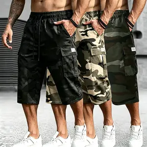 Men's Functional Camouflage Workwear Jogging Pants 3-Piece Set, Mens Clothing, Drawstring Waistband, Cargo Pockets, Breathable Slim-Fit Compression, Suitable for Night Running & Outdoor Training Quick-Dry Elastic Athletic Shorts Stretch Chino