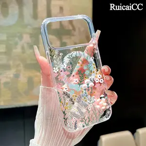 Beautiful wildflowers Pattern Magnetic Phone Case for iPhone 15 Plus 17 16 Pro Max Air 14 13 12 11 Floral Transparent Shockproof Soft Premium Stylish Durable Protection Case