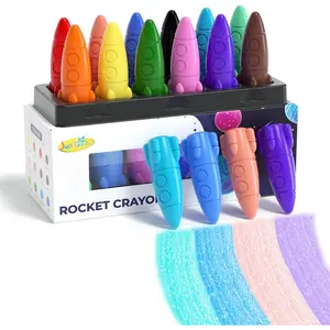 12 Rocket Crayons, Non Toxic Washable Toddler Crayons, Rocket Crayons with Easy-to-hold for Toddlers, Crayons for Kids Art&School Supplies,Toddlers