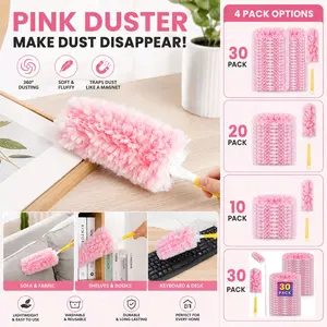 Dust Brush Set with Short/long Handle, Replaceable Cores, Electrostatic Dusting Kit, Antibacterial Swiffer Compatible, Multisurface Dusters, Dusters for Cleaning