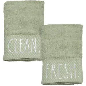 Hand Towels, Embroidered Decorative Hand Towel for Kitchen and Bathroom, 100% Cotton, Sage- Fresh, Clean, 16"x 28"