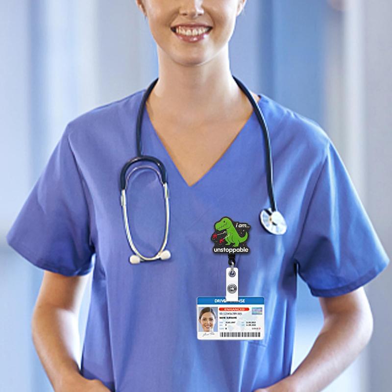 Inspirational Retractable Badge Reel with Alligator Clip I'm Unstoppable ID Card Badge Holder T-Rex Dinosaur Badge Funny Black Glitter Badge Reel Gift for Office Worker Nurse Doctor Teacher