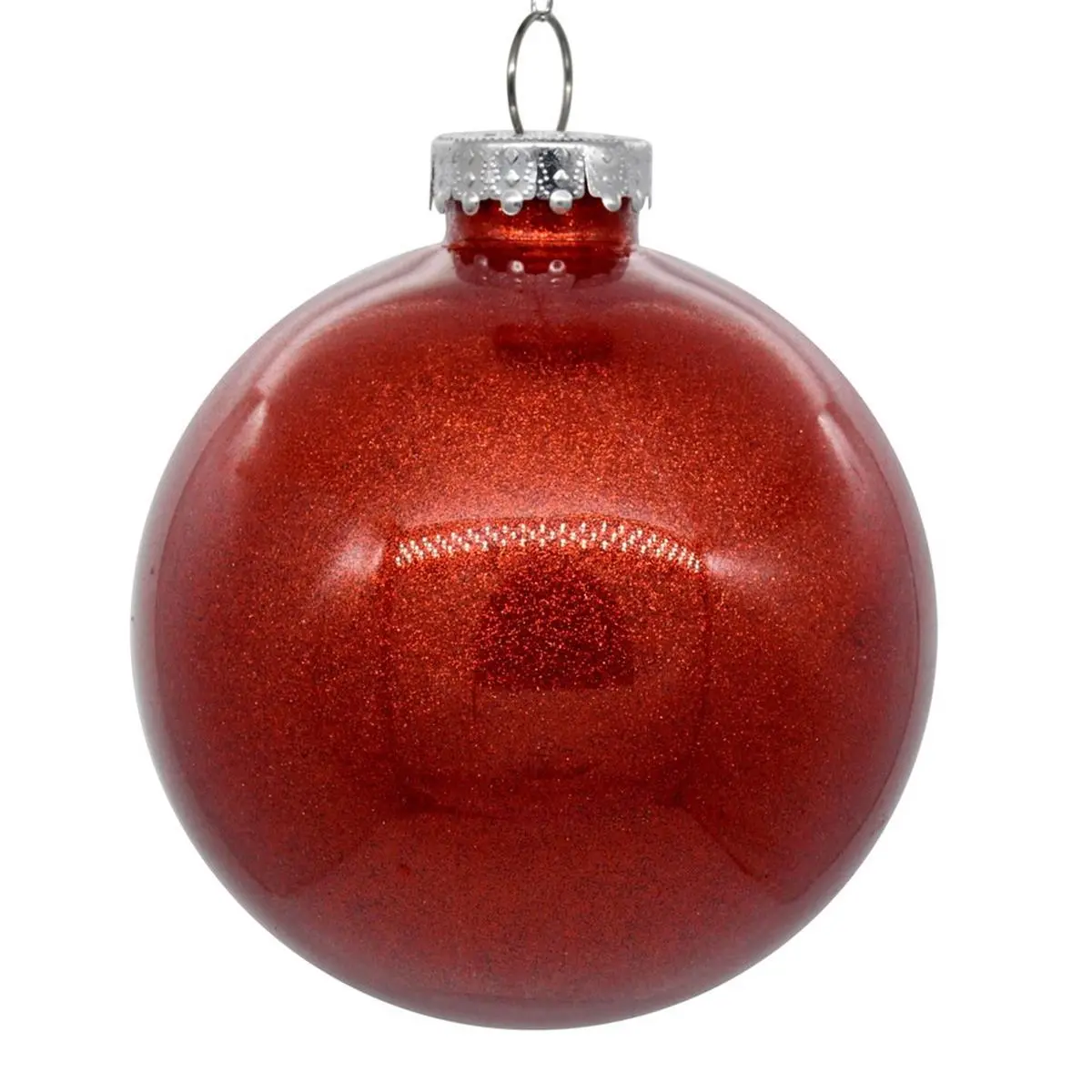 212 MAIN 6 in. Red Glitter Plastic Balls - 4 per Bag, Home Decoration, Holiday Decorating, Festive Ornament