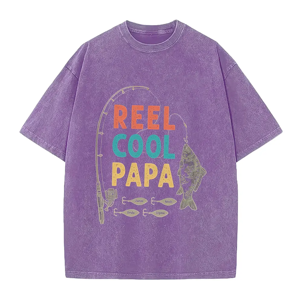 Personalized Reel Cool Papa Grandpa Fishing Shirt, Fishing Lover Papa Shirt, Reel Cool Papa Shirt, Fishing Gift for Grandpa