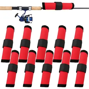 10 Pcs Fishing Hook Covers,Lure Covers,Fishing Lure Wraps,Protector Guard to Keep Fishermen Safe for Rod(red)