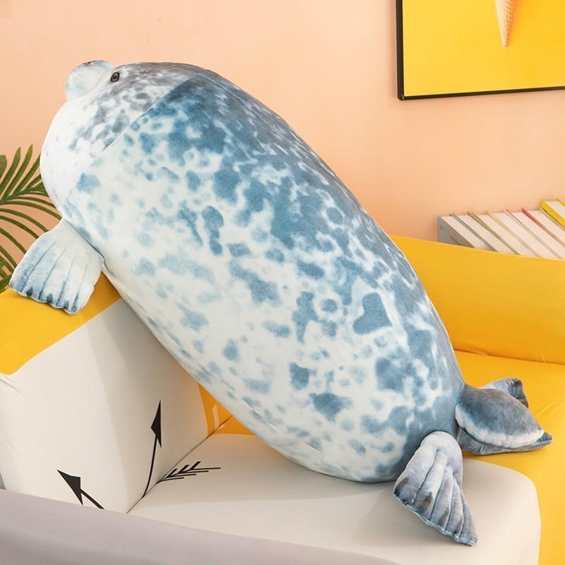 Cute Seal Plush Pillow, Soft Stuffed Animal, Available in 40cm & 100cm Sizes, Ultra-Soft Fabric, Fluffy PP Cotton Fill, Perfect for Sleeping, Lounging, Bedding, Sofa Decor