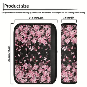 Pink cherry blossom and butterfly printed car seat belt cover 1 piece, car interior accessories