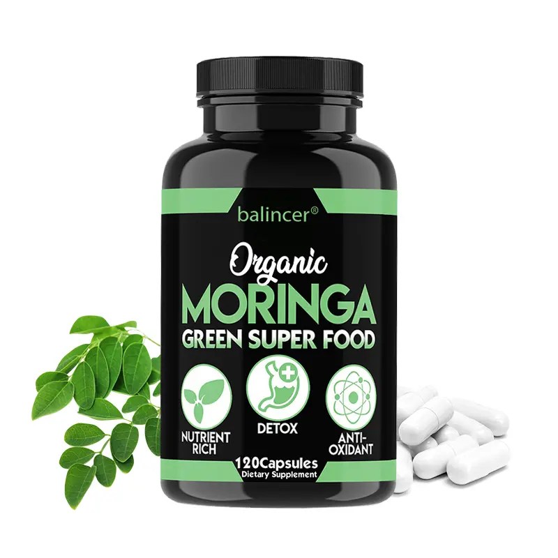 Balincer Organic Moringa Health Supplement, supports joint health, immunity, and skin health, 120 capsules.