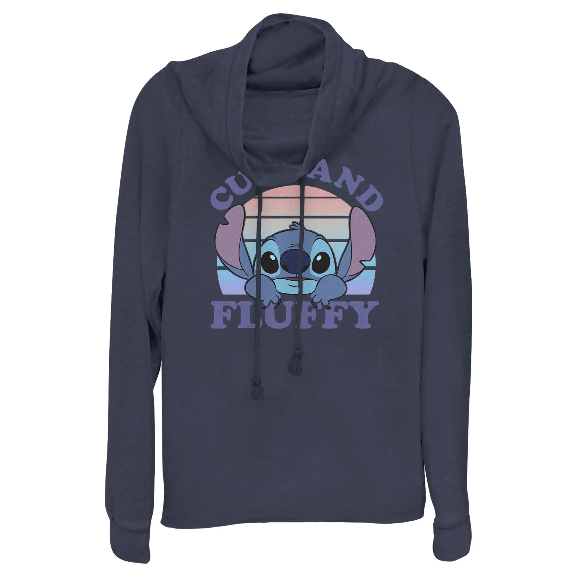 Junior's Women Lilo & Stitch Cute and Fluffy Cowl Neck Sweatshirt