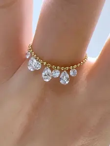 Women's Adjustable Size Zircon Ring, Elegant Water Drop Design, Perfect for Daily Wear, Parties & Vacations, Unique Jewelry Gift Idea, Adjustable Rings