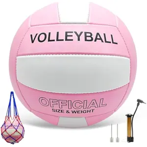 Volleyball Official Size 5 for Indoor Outdoor, Thicker PU Soft Volleyball Kit with Ball Pump for Adults Beach Game Gym Pool Training Play, Soft Touch