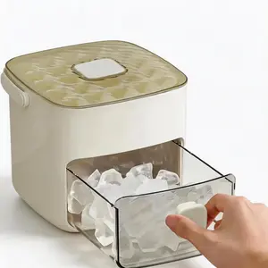 48-Cube Double-Deck Silicone Ice Trays with Easy-Press Lid, Durable Plastic Portable Countertop Ice Maker, DIY Frozen Food & Summer Drinks Kitchen Gadget for Home Supplies Storage Solutions