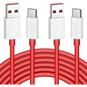 6FT 2-Pack USB Type C  for  8 Pro, 80W 65W for SuperVOOC/Warp/Dash   Rapid Data Syncing Fast Charger USB C  for  13 12 12R Open 11 10 8 7T Pro 7 6T, Red
