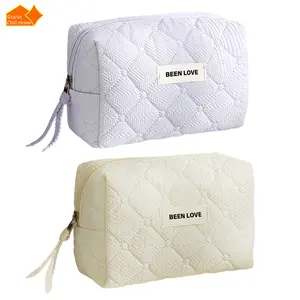 Puffy Quilted Makeup Bag | Large Capacity Travel Cosmetic Organizer | Soft Lightweight Toiletry Pouch for Gym, Travel & Daily Use | Aesthetic Minimalist Bag for Women