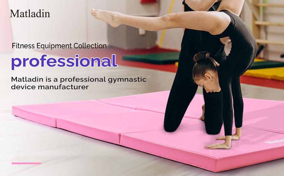 6' Folding Tri-fold Gymnastics Gym Exercise Aerobics Mat, 6ft x 2ft x 2in PU Leather Tumbling Mats with Hook & Loop Fastener for Stretching Yoga Cheerleading Martial Arts