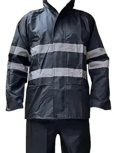FX SAFETY Class 3 BLACK Rain Suit / Includes Jacket with hood and Rain  Pants High Visibility Reflective Black Bottom