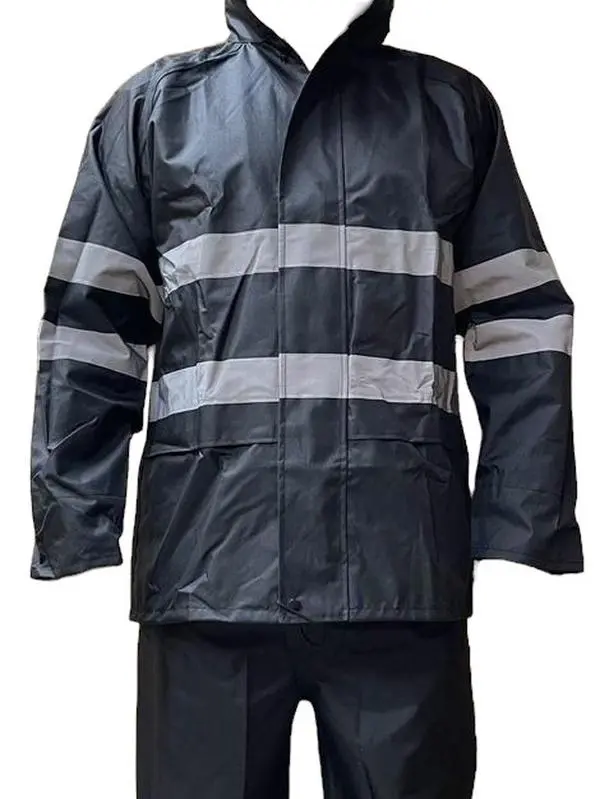 FX SAFETY Class 3 BLACK Rain Suit / Includes Jacket with hood and Rain  Pants High Visibility Reflective Black Bottom