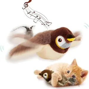 2026 Chirping Bird Cat Toy Flapping Wings(Non-Flying), Flying Bird Cat Toys for Indoor Cats, Rechargeable Touch Activated Kitten Toy Interactive Cat Exercise Toys for All Breeds Cat Catnip Toys (Sparrow) Tweet Sandpiper