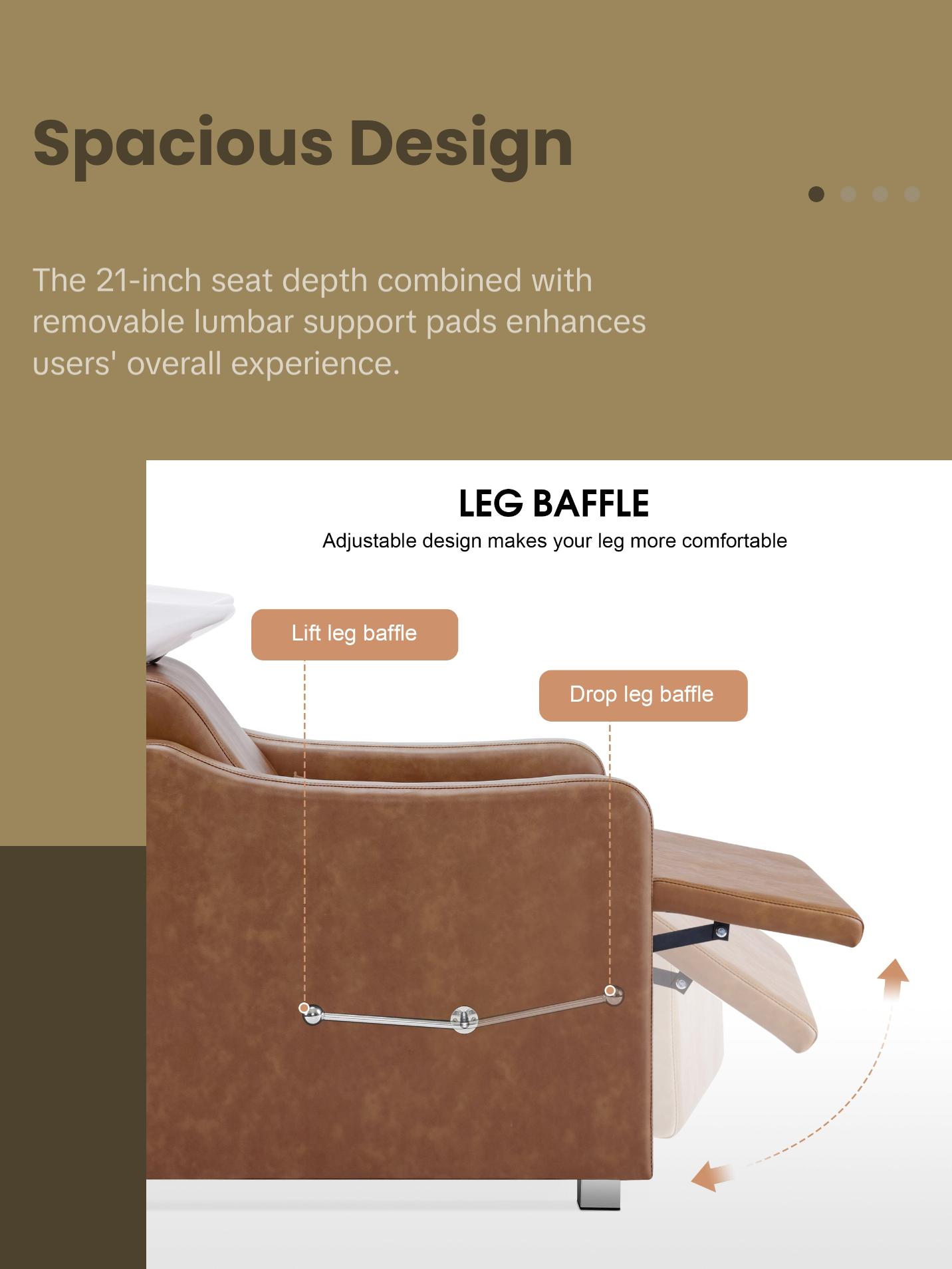 BarberPub Backwash Shampoo Station Chair, Ceramic Hair Wash Bowl for Salon 9364