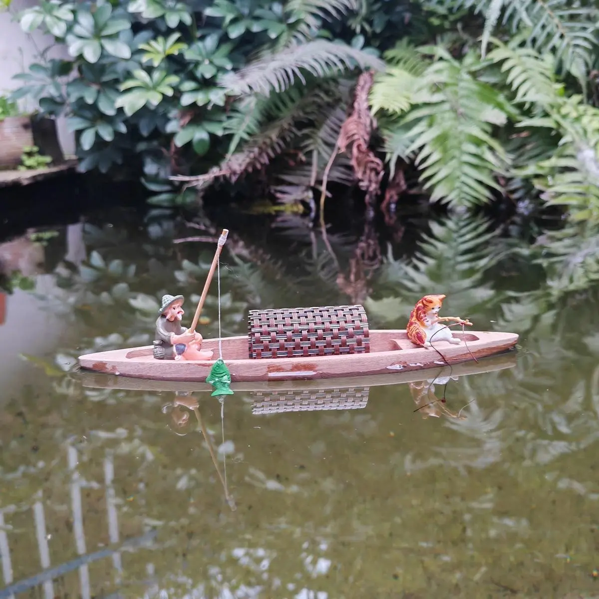 Wooden Miniature Boat Decoration, Cute Boat Model, Floating Boat Ornament, Fish Tank Decoration, Fish Decorations For Tank, Aquarium Decoration, Aquarium Driftwood, Pet Supplies