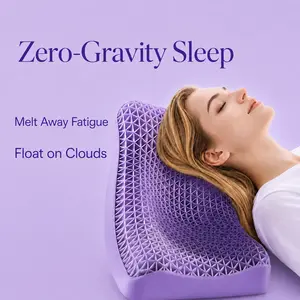 Purple Gel Standard Pillow - Hyper-Elastic TPE Honeycomb Cervical Pillow for Neck Pain Relief, 3D Ergonomic Support, 100% Fully Washable, Continuous Cooling, Non-Toxic Odorless Matrix for Deep Sleep