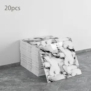 20 Pieces Marble Peel-And-Stick Waterproof PVC Wall Panels, 11.8x11.8 Inch, and, 19.4 Sq Ft, Bathroom and Kitchen Walls