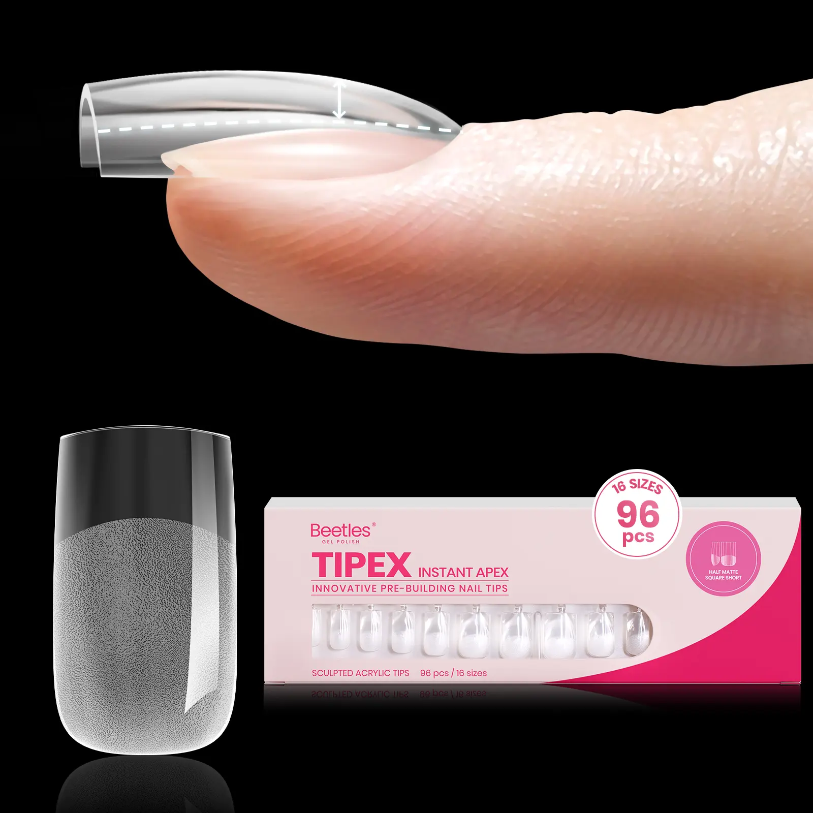 【Tips Only】96Pcs Short Square