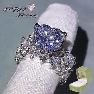 Stunning Floral Ring Set, Heart-shaped Engagement & Wedding Rings - Two-Piece Women's  for Daily Wear, Birthdays, Anniversaries, and Weddings