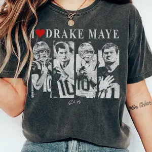 Comfort Colors Drake Maye Graphic T-Shirt, Vintage Retro Football Fan Shirt for Men Women Game Day Gift USA Cotton