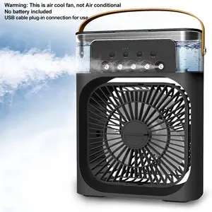 Home Mini Mist Fan Five-Speed Natural Wind with Micron Spray, Transparent Water Tank, Wide Mouth Design, USB Plug-In Use, Mini Air Cooler Fan