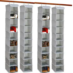 4 Pack 10 Layers Hanging Storage Bags Compartments Foldable and Hanging Kitchen Organizer Rack Mount Wall Mount