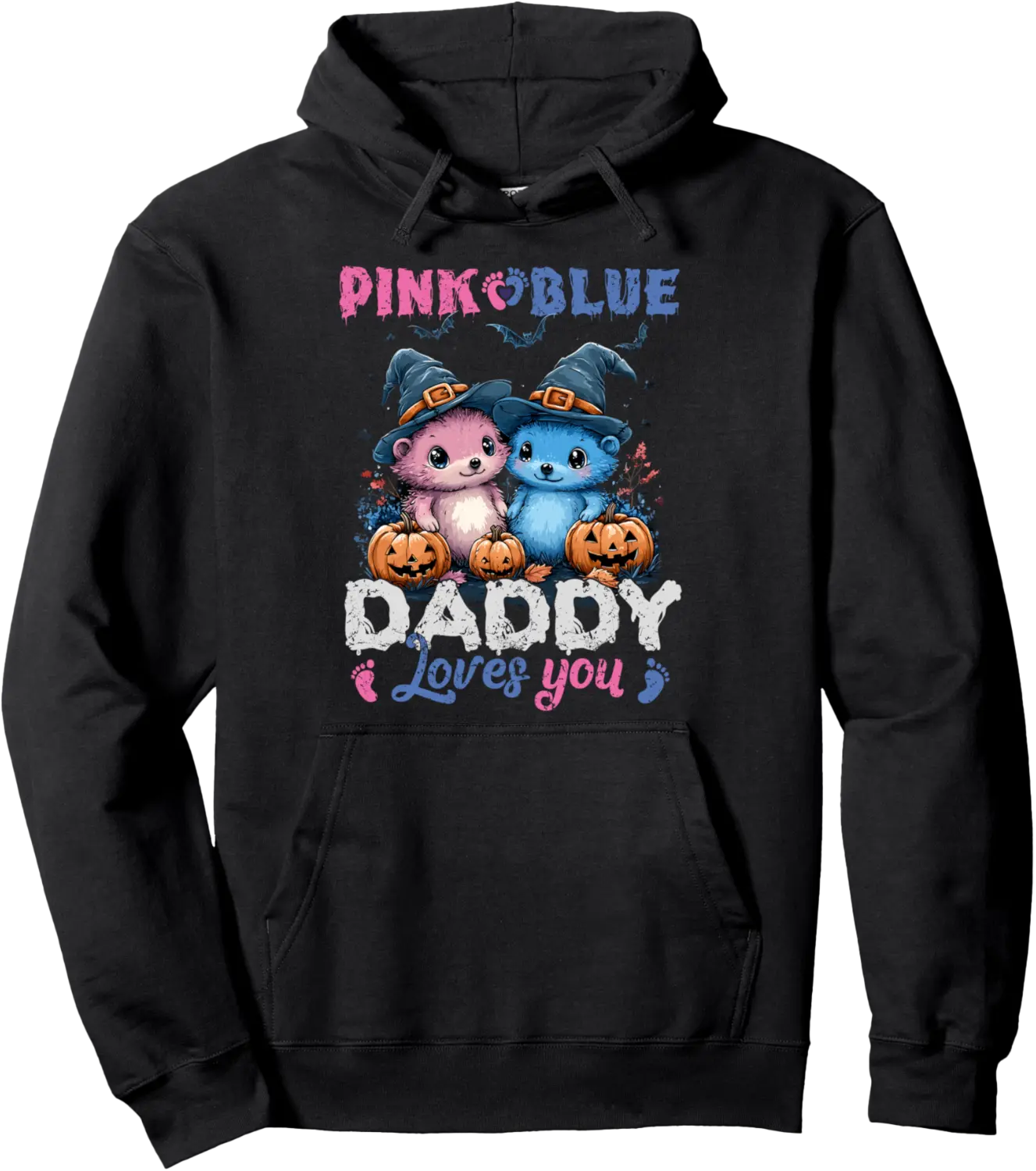 Pink Or Blue Daddy Loves You Hedgehogs Witch Gender Reveal Pullover Hoodie - Dirkschm Shop 32B0DFMSR9TX