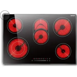Karinear 5 Burner Electric Cooktop 8400W, 240V Built-in Radiant Stove with Metal Frame, Fits Most Existing Cutouts, Works with All Cookware, Timer & Child Lock Electric Stove Top