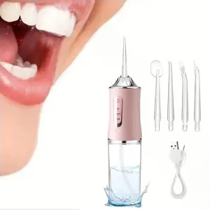 Electric Toothbrush Water Flosser, 360° Rotating Nozzle, Replaceable Head, USB Rechargeable Oral Irrigator, Home & Travel Use