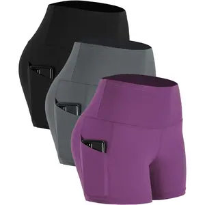 High Waist Athletic Shorts for Womens Yoga Fitness Running Shorts with Deep Pockets