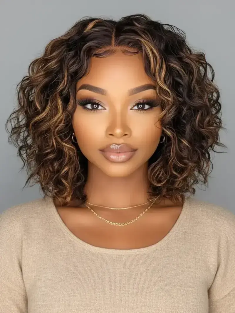 Soft 14 Inch Highlight Blonde Straight Wig 13x4, Hair  display picture 1