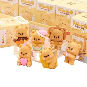 24-Piece Butter Bear Blind Box Resin Figurines, Kids' School Prize Keychain Toys, Sweet Treat Decorations, Perfect Gift Set