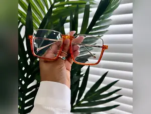“Lauren” Oversized Square Aviator - Orange Frame