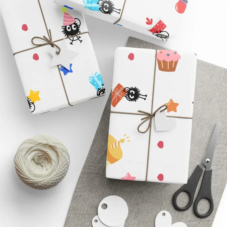 Ghibli Gift Wrap Paper, Custom Soot Sprite Anime Gift Wrap, Anime Birthday Gift Wrap