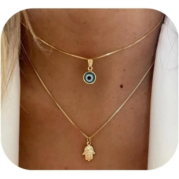 valentines gifts Evil Eye Necklace for Women, 14K Gold Plated Delicate Jewelry Evil Eye Necklace Blue White CZ Diamond Eye Pendant Necklace Cute Boho Tiny Evil Eye Lucky Protection Jewelry Gift for Women
