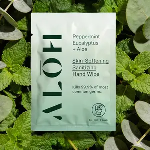 ALŌH Peppermint + Eucalyptus Hand Wipes — Individually Wrapped, Skin-Softening, 99.9% Germ Protection