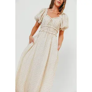 100% Cotton Sydnee Maxi Dress in Premium Blush Floral - Bump Friendly & Inclusive Sizing