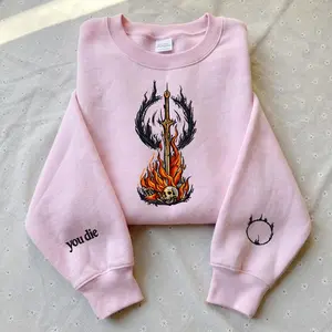 Dark Souls Embroidered Sweatshirt, Praise The Sun Dark Souls Hoodie, Bonfire Gamer Shirt, Dark Fantasy Game Merch, Soulsborne Gift