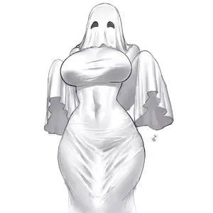 Cute Ghost Girl Sticker, Draped Sheet Waifu with Playful Minimal Style, Soft Spooky Aesthetic for Laptop, Phone Case, Water Bottle, Kawaii Halloween Vibe