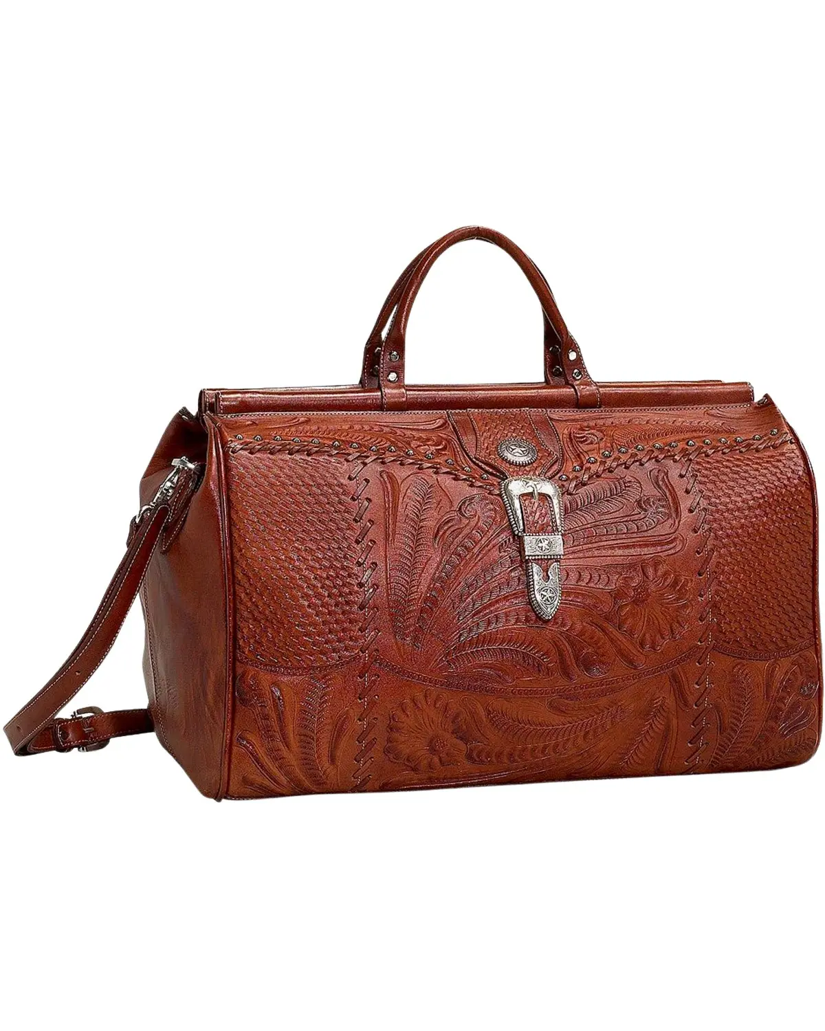 American West Unisex Antique Leather Duffel Bag - 8565739