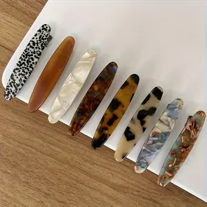 8pcs Natural- Tortoiseshell, Leopard, Marble & Metallic Hair Clips Suitable for Women & - Multi-Functional Hairpins for Edge Control, Braids, Buns, Ponytails - Casual & Formal Hairstyle Accessories