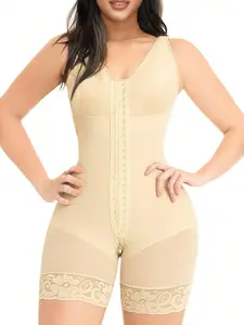 Women’s Sculpting Shapewear Bodysuit, Tummy Control Butt Lifter Body Shaper with Adjustable Straps & Zipper Crotch