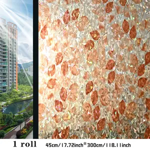 Privacy Window Film, 45cm X 300cm Frosted Glass Sticker, Transparent Yet Opaque, Kitchen Bathroom Shower Divider, Maple Leaf Pattern